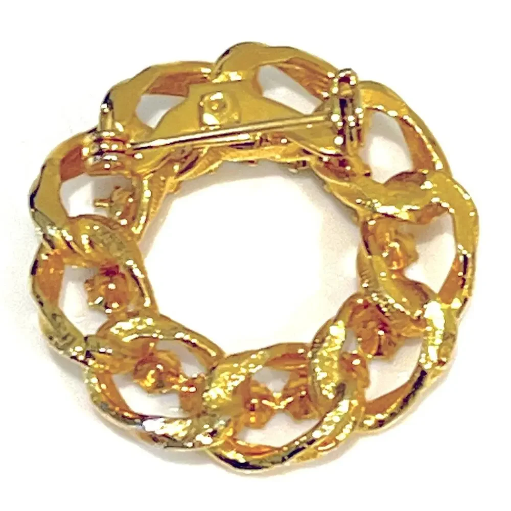 Blue Crystal Wreath Brooch Pin 1.5